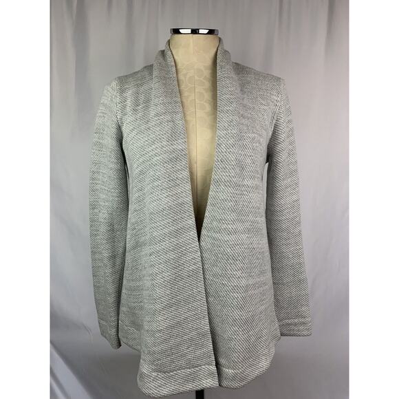 XS Ann Taylor Loft Waffle Weave Cardigan Sweater Open Women's Gray White - Picture 2 of 8